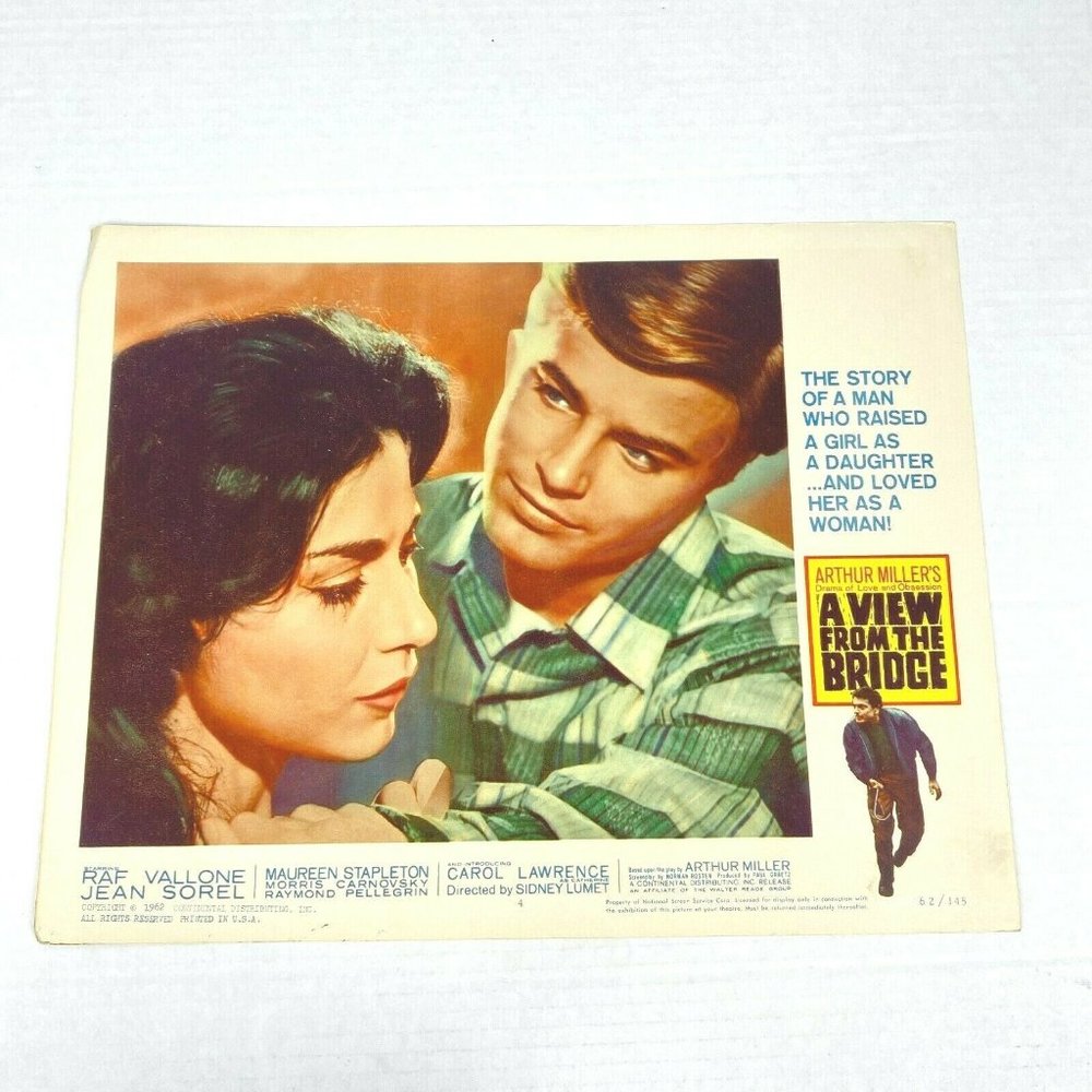 A View‎ from the Bridge 1962 Lobby Card Movie Poster Raf Vallone Jean Sorel VTG